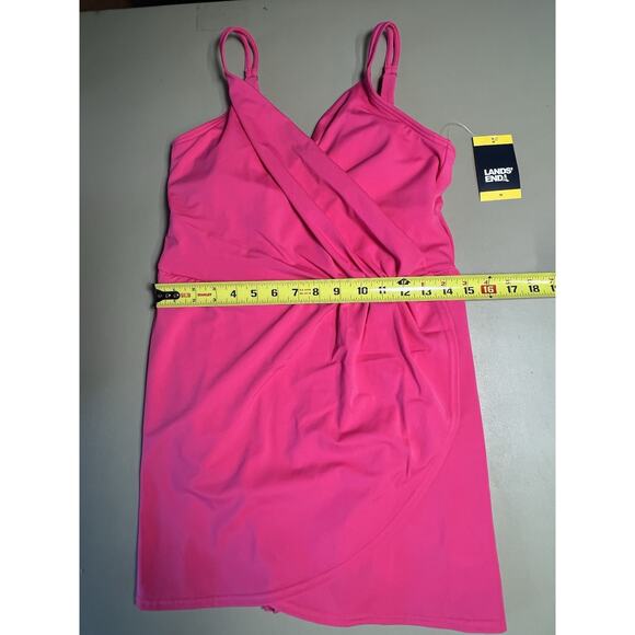 Women's Chlorine Resistant Tulip Wrap Swim Dress M One Piece Swimsuit Prism Pink - Picture 7 of 8